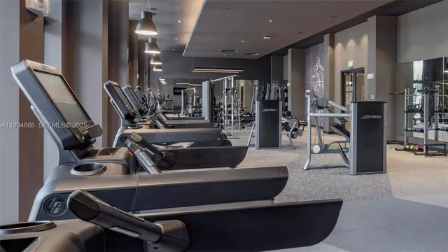 a view of a room with gym equipment