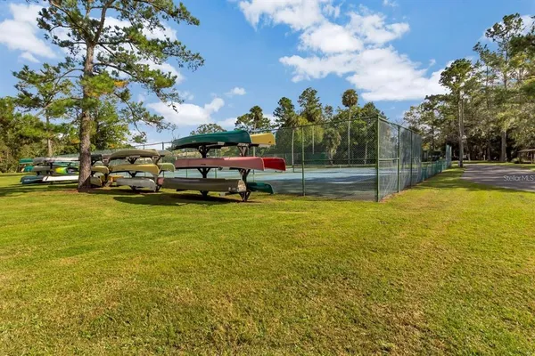 a view of a playground with a slide