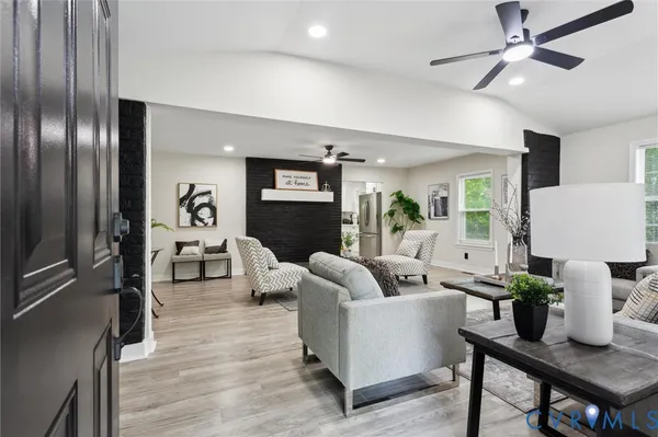 a living room with furniture