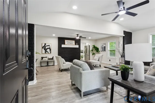 a living room with furniture