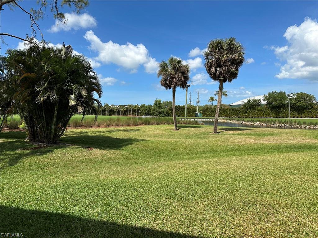 231 Memory Lane, Unit 3 Naples, FL 34112 - Photo 22 of 27 a view of a swimming pool with a yard and palm trees
