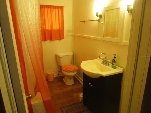 an empty room with a door