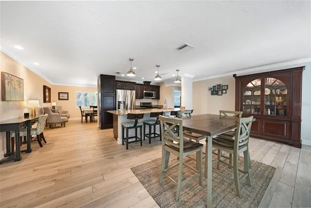 a view of a dining area with furniture