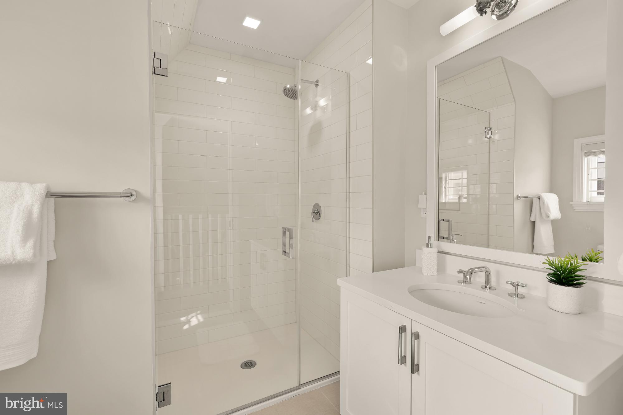 415 Guethler's Way Washington, DC 20003 - Photo 25 of 32 a bathroom with a shower sink and mirror