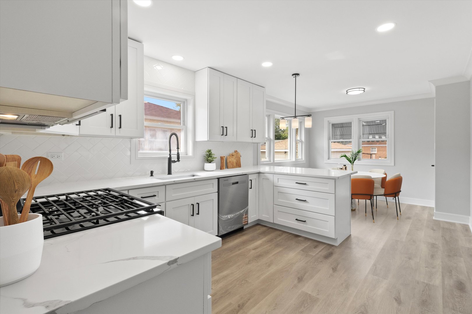 8804 South Fairfield Avenue Evergreen Park, IL 60805 - Photo 16 of 38 a kitchen with white cabinets and appliances