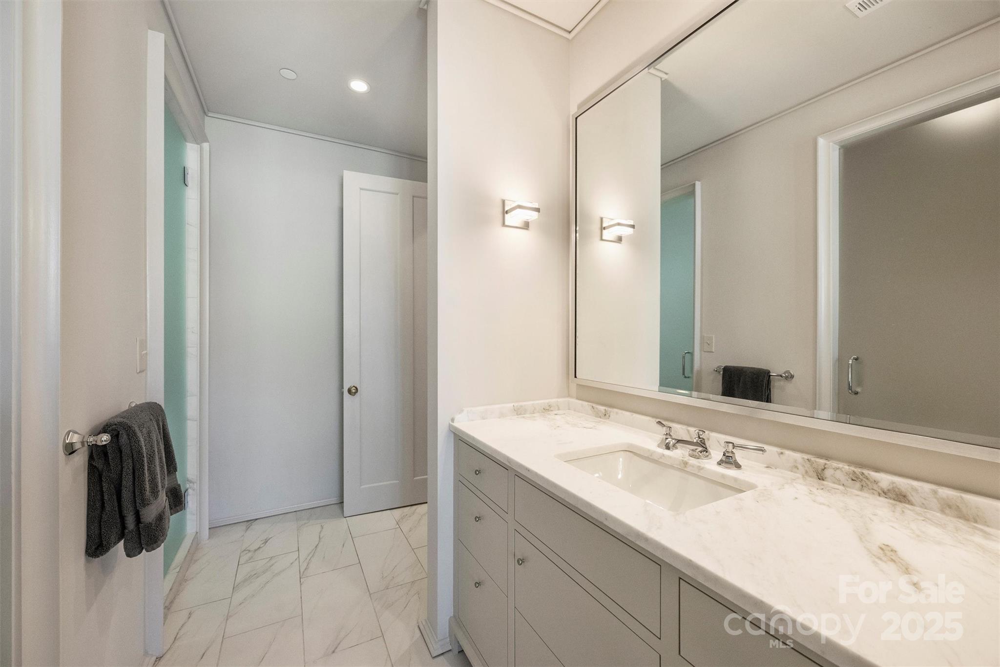 1170 Queens Road Charlotte, NC 28207 - Photo 20 of 29 a bathroom with a sink and a mirror
