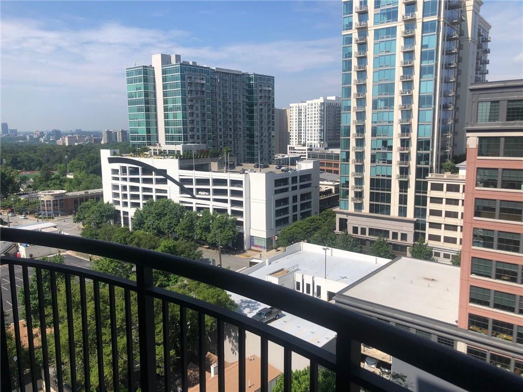 a view of a city from a balcony