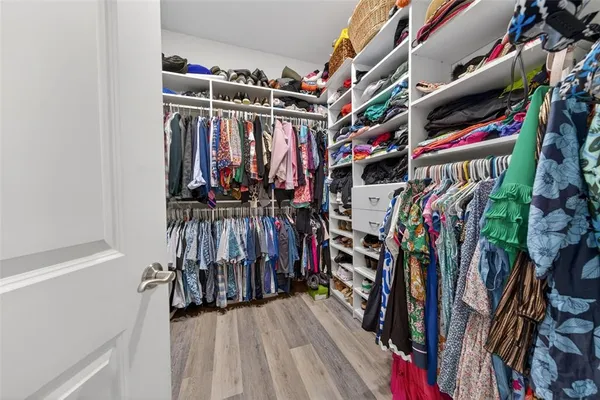 a view of a lake with a city