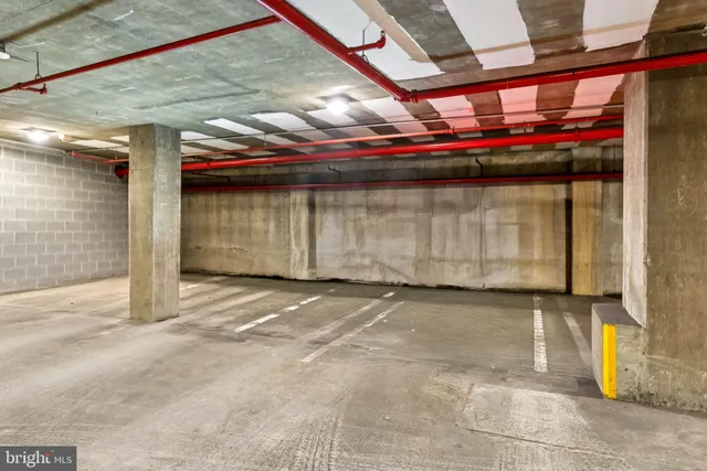 a view of room with wooden walls