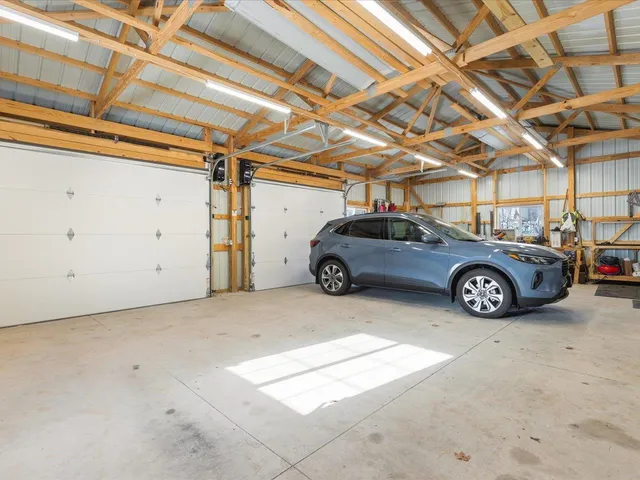 a view of a car in garage