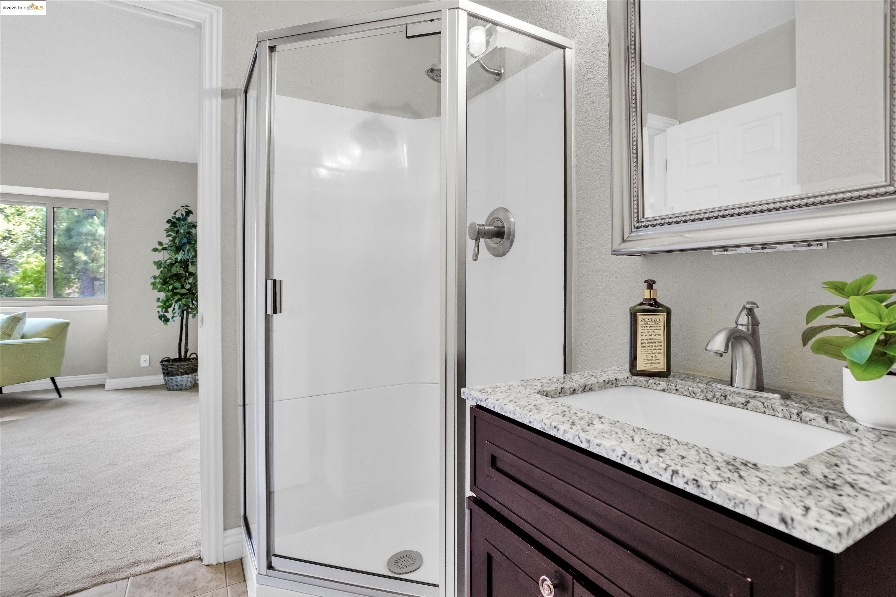 1905 Cannon Place Walnut Creek, CA 94597 - Photo 24 of 40 a bathroom with a granite countertop sink and a mirror