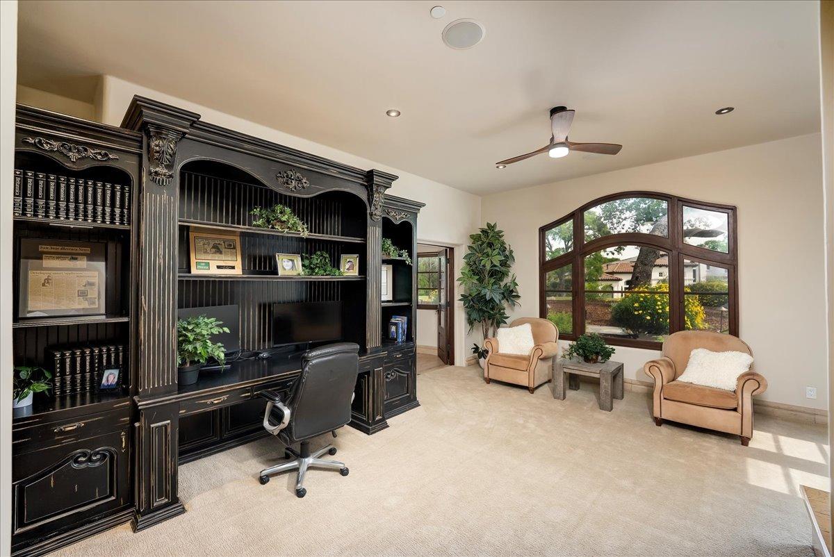 217 Rue Esperanza Lincoln, CA 95648 - Photo 30 of 71 Office adjacent to primary bedroom wing. Built-in cabinetry. Stone fireplace. Outside entry.