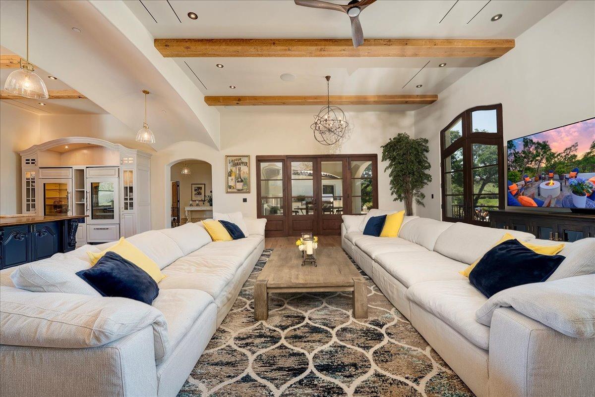 217 Rue Esperanza Lincoln, CA 95648 - Photo 9 of 71 Solid wood ceiling beams, Restoration Hardware lighting.