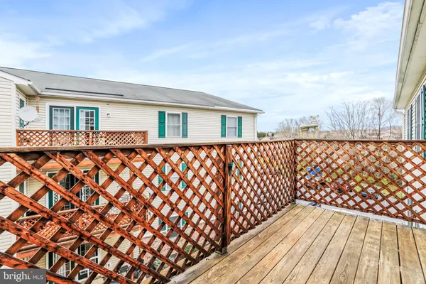 a view of wooden balcony