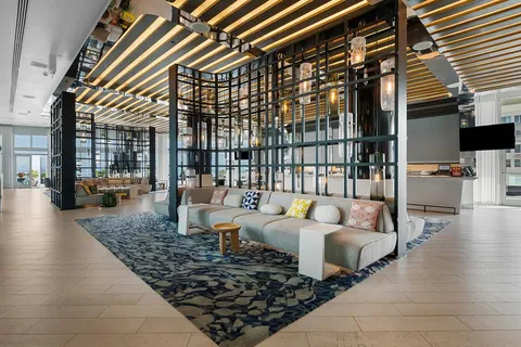 a living room with furniture