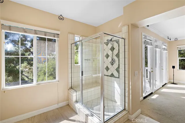 a view of a balcony with an outdoor space