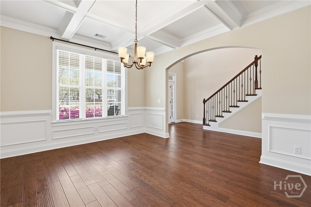 220 Fairmont Drive Rincon, GA 31326 - Photo 29 of 49 Formal Dining with Coffered Ceiling and Accents Not Staged