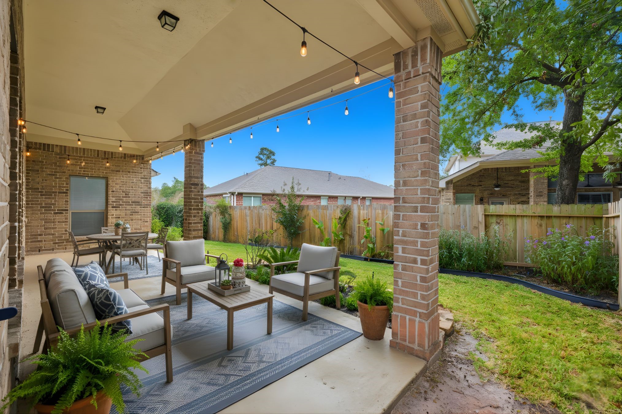 25207 Oak Star Drive Spring, TX 77389 - Photo 4 of 18 a patio with patio a table and chairs under an umbrella