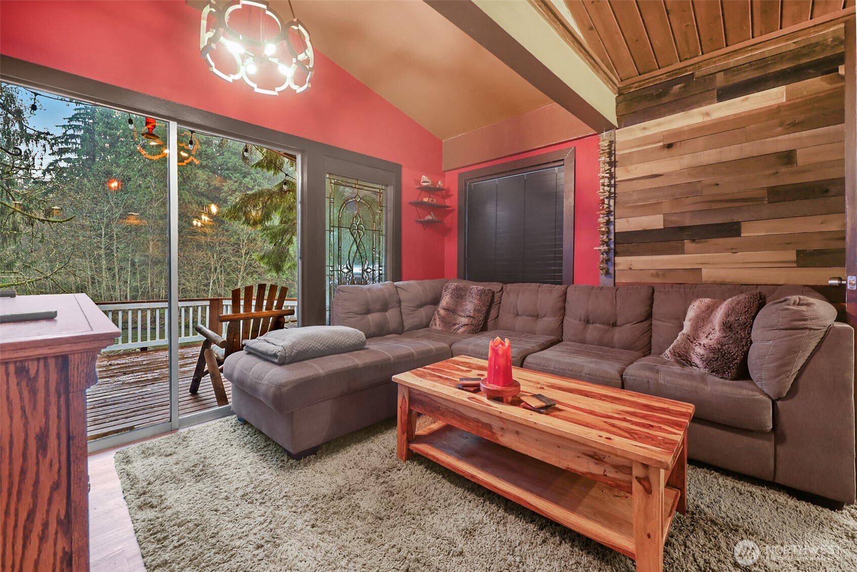 13109 Crystal Springs Road Granite Falls, WA 98252 - Photo 3 of 32 a living room with furniture and a floor to ceiling window