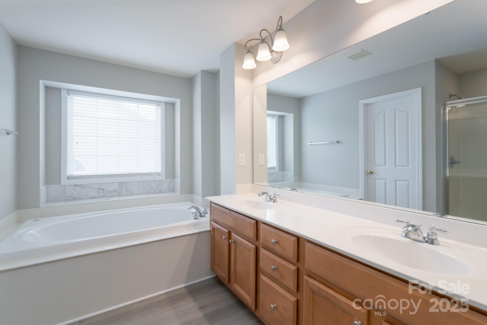 4392 Sunset Rose Drive Fort Mill, SC 29708 - Photo 23 of 39 a bath room with a sink vanity tub and a mirror