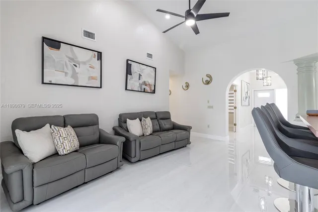 a living room with furniture