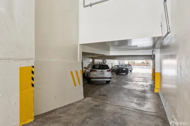 a car parked in front of a building