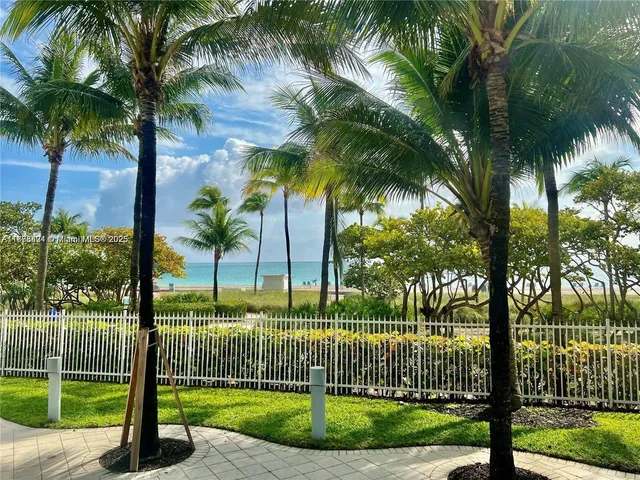 a view of a yard with palm trees