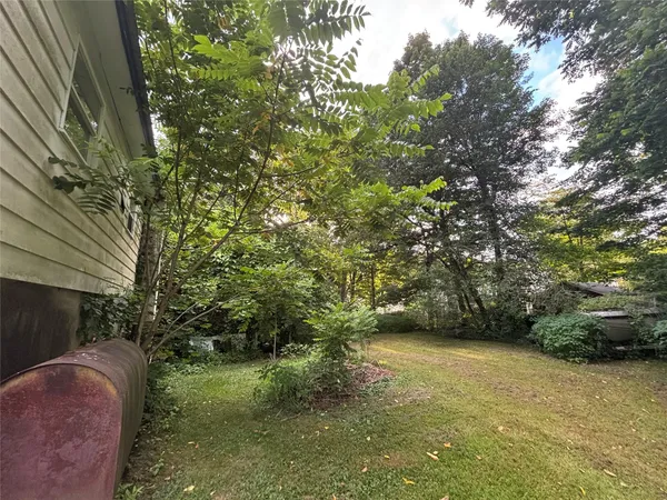 a backyard of a house with lots of green space