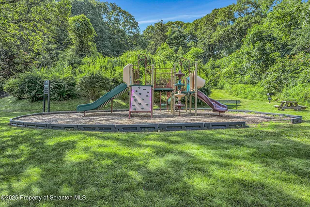 a view of a park with slide