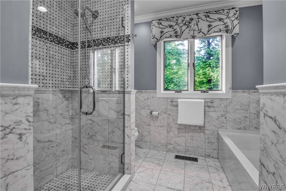 5555 Kraus Road Clarence, NY 14031 - Photo 25 of 50 En-Suite Master Bathroom Marble Shower