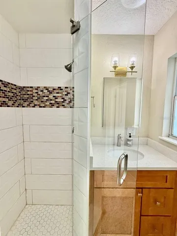 a bathroom with a shower