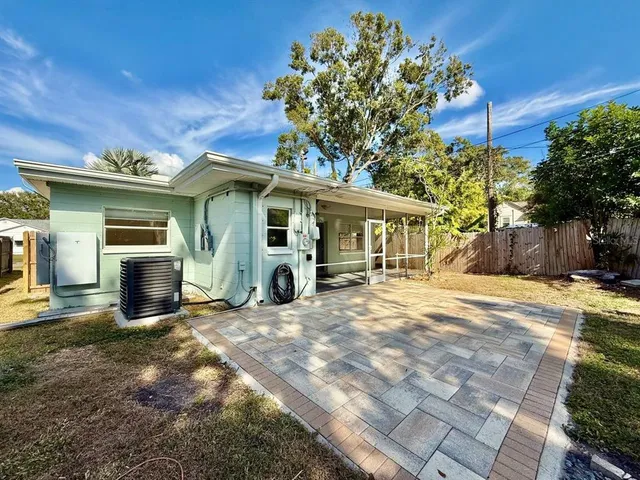 a view of a house with a patio