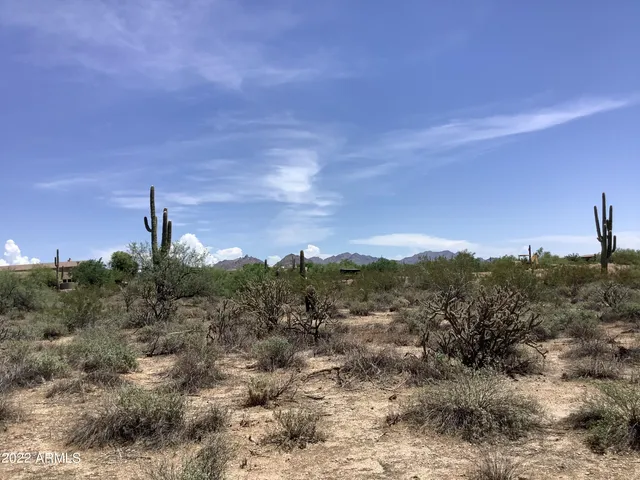 a view of a town with mountains in the background