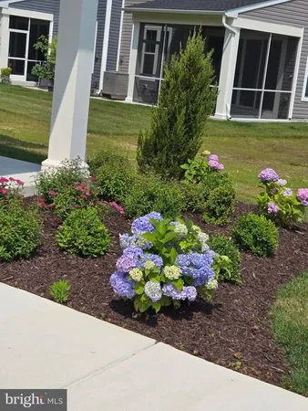 a front view of a house with a yard and flowers