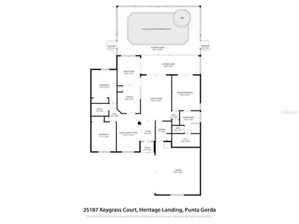 an aerial view of a swimming pool