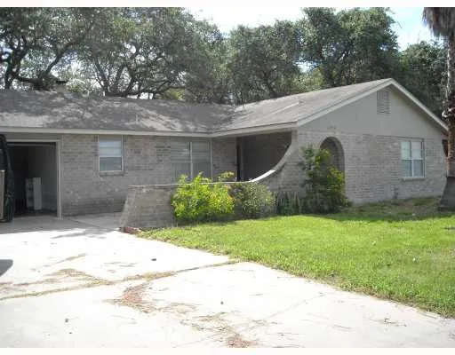 a backyard of a house with plants and trees
