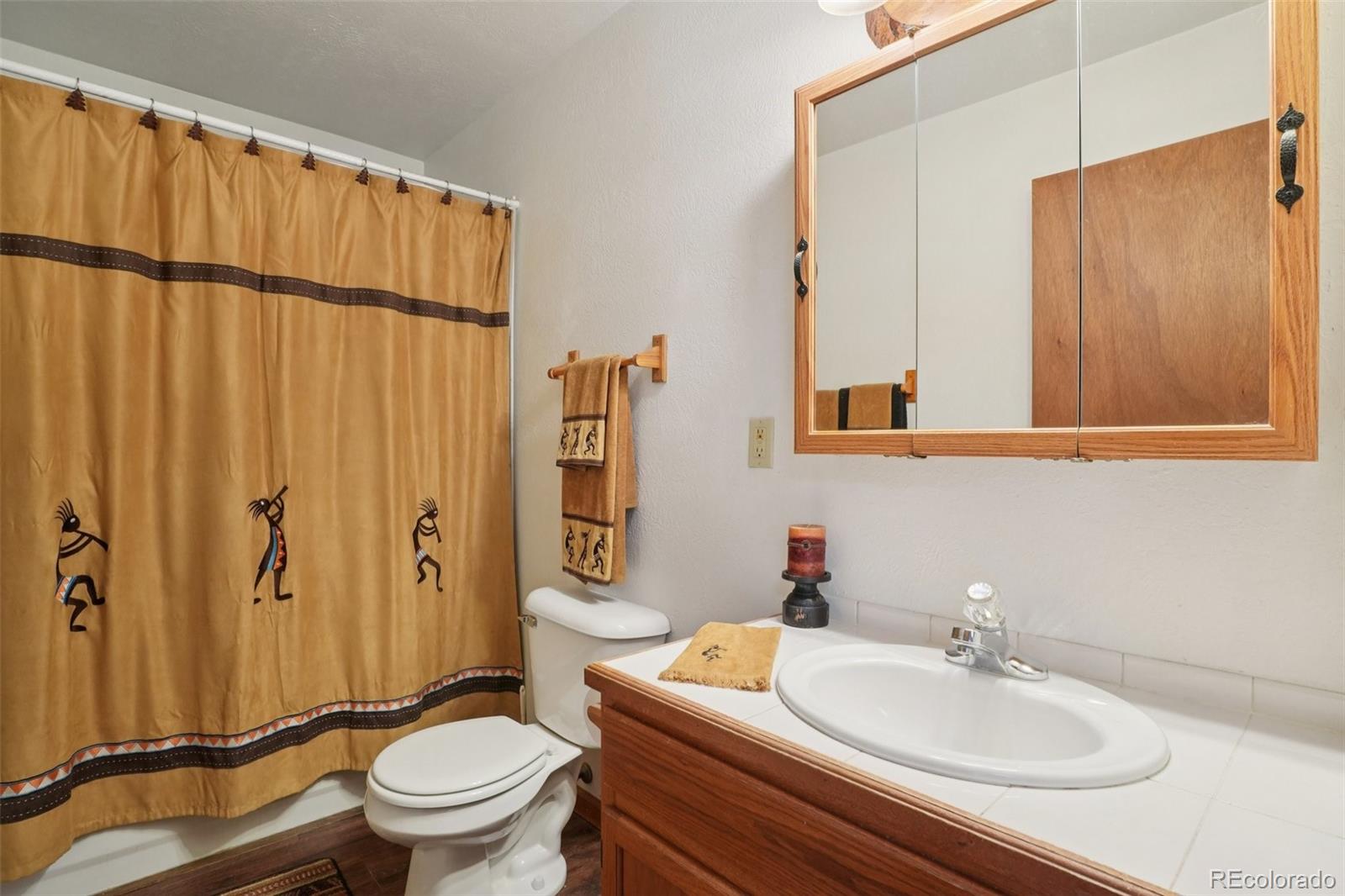 42 Catamount Ridge Road Bailey, CO 80421 - Photo 16 of 36 a bathroom with a sink a toilet and shower
