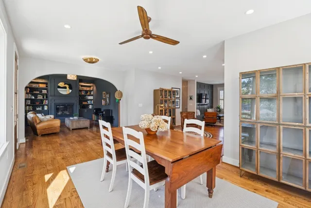 a dining room with furniture and a table