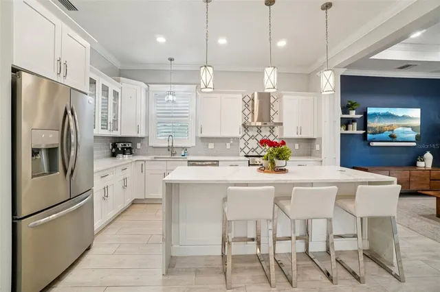 a view of living room and kitchen