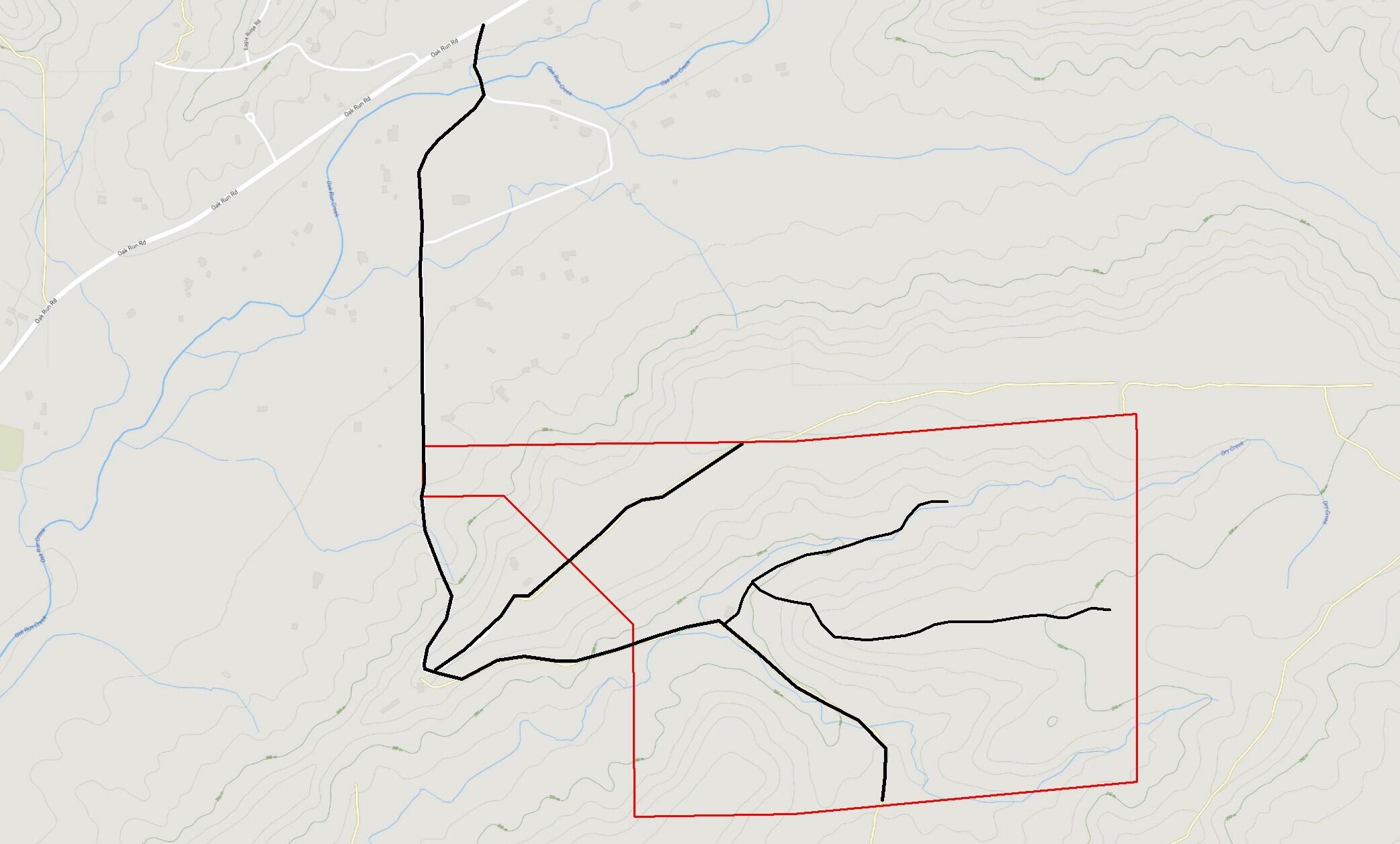 234-acres Beaver Road Oak Run, CA 96069 - Photo 42 of 45 Topo with proximity to Oak Run Rd