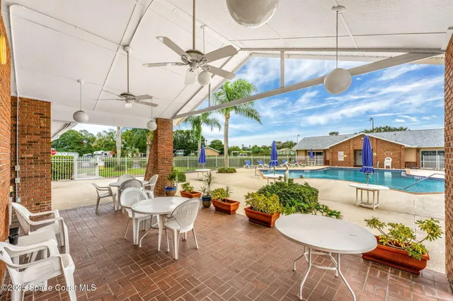 a view of a balcony with window