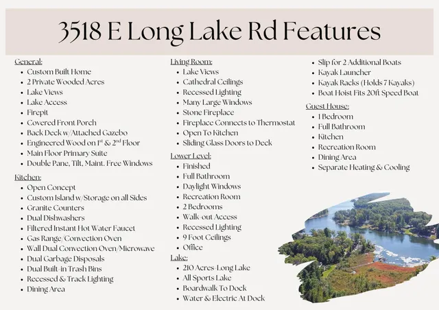 $849,900 | 3518 East Long Lake Road, Harrison, MI 48625