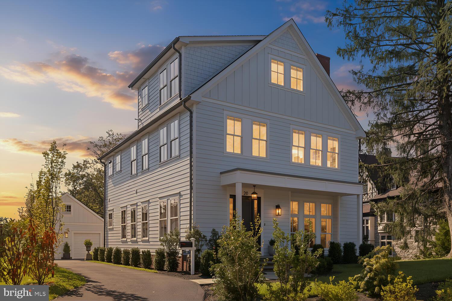 a view of a building next to a yard