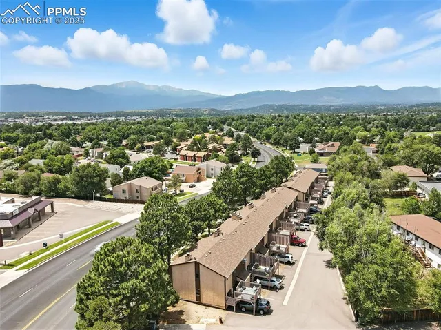 a view of city and mountain