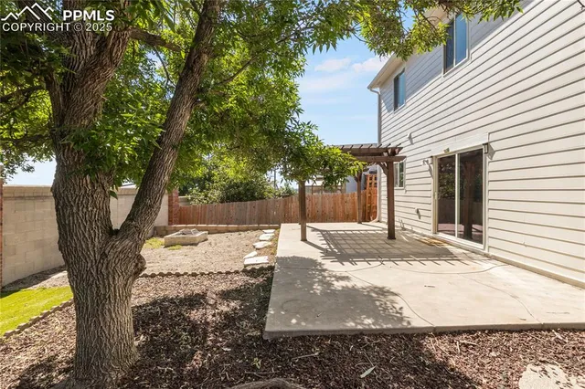 a view of a yard with tree s