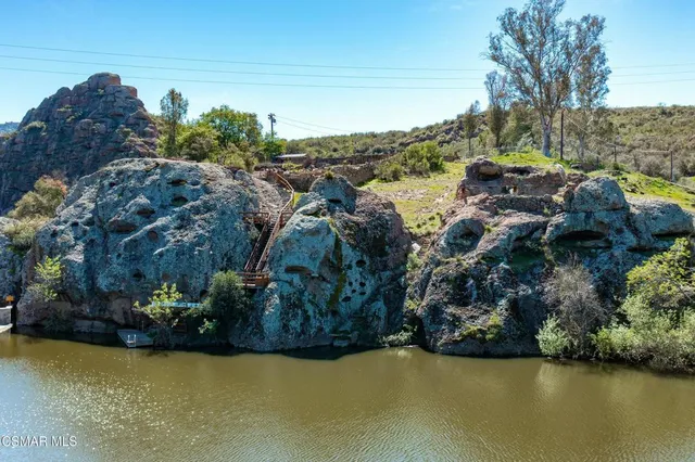 a view of a lake with houses