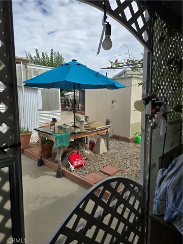 a table and chairs in the patio
