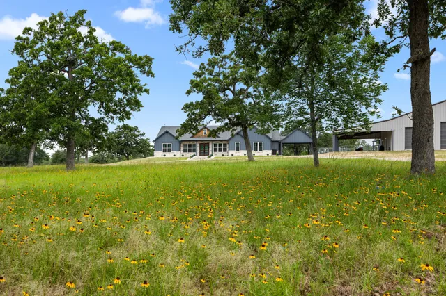 a view of a trees in front of a house
