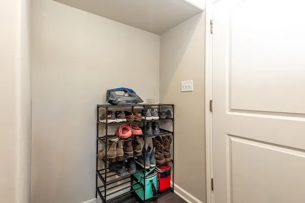 a view of a storage & utility room with washer and dryer