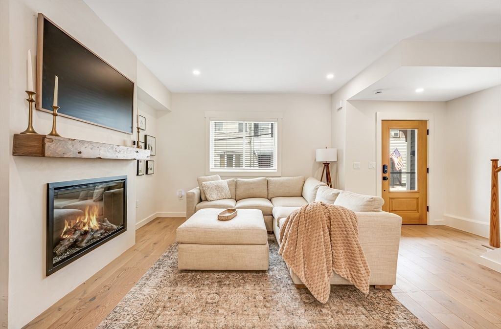 18 Loring Street Boston, MA 02127 - Photo 4 of 27 a living room with furniture a flat screen tv and a fireplace